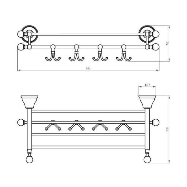 Полотенцедержатель Migliore Provance бронза 17632 (детальная фотография), классические, ретро, декорированные
