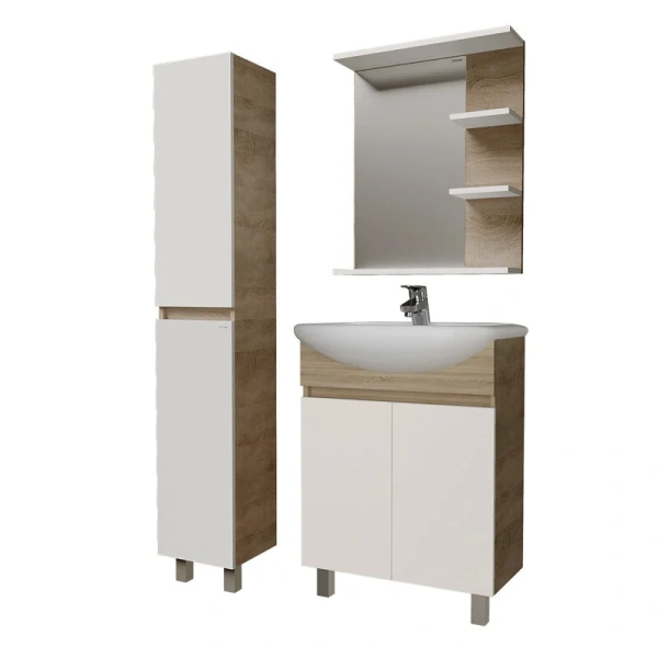 Тумба под раковину напольная Grossman Поло 59 см дуб сонома/белая 106011 (детальная фотография), напольная, пристенная