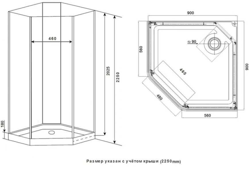 Душевая кабина Timo Ilma 90х90 см черная ILMA709 (детальная фотография), со средним поддоном