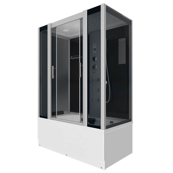 Душевой бокс, задние стенки чёрные, стекло тонированное, Erlit ER 4515TP-C4 ER4515TP-C4 (детальная фотография), 150, 150х80