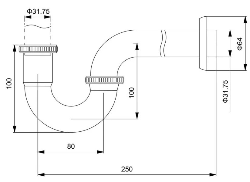 Сифон для раковины Timo хром 961/00L (детальная фотография), в наличии
