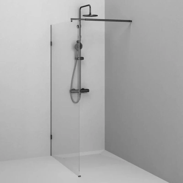 Душевая перегородка Am.Pm X-Joy 110 см профиль черный W94WI-110-F1-BTE (детальная фотография), прозрачные