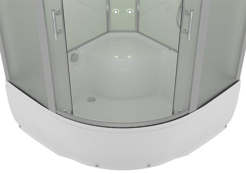 Душевой бокс, задние стенки серебристые, стекло матовое, Erlit Comfort ER 4350T-W3 ER4350T-W3 (детальная фотография), с раздвижными дверьми