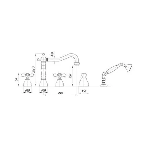 Смеситель для ванны Migliore Princeton Plus хром ML.PRP-8080.CR (детальная фотография), хром, бронза, золото
