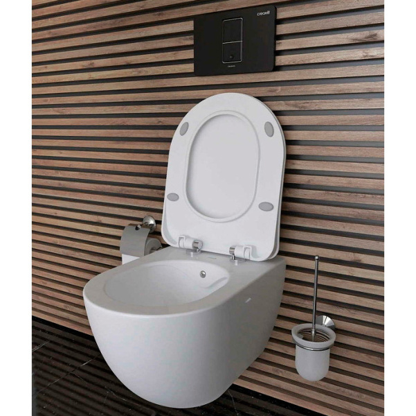 Унитаз подвесной Creavit Free белый матовый FE322-00MB00E-0000 (детальная фотография), подвесные, встраиваемые