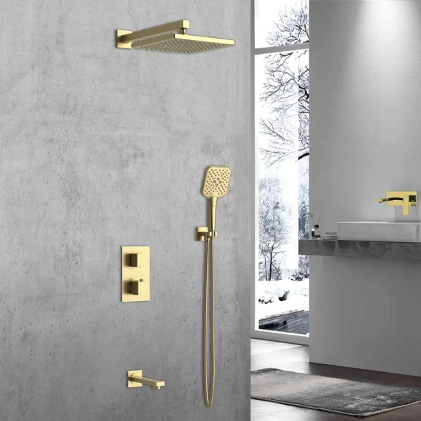 Душевой комплект Vincea Next брашированное золото VSFW-1N3TBG (детальная фотография), золотые