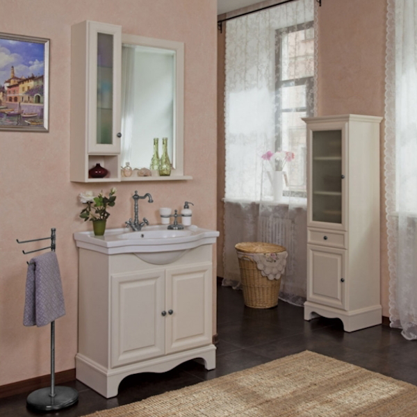 Пенал для ванной, петли слева, цвет слоновая кость матовый, фурнитура состареное серебро, La Beaute Michel CMI.Sx.AVO.O.CR (детальная фотография) index_1