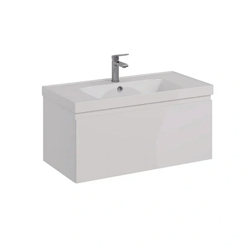 Тумба под раковину подвесная Lemark Veon Mini 90 см белый глянец - фото 1