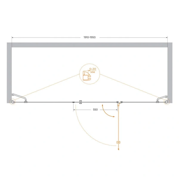 Душевая дверь в нишу Cezares Verona 195 см профиль хром VERONA-W-B-13-80+60/60-C-Cr (детальная фотография), современные, hi-tech