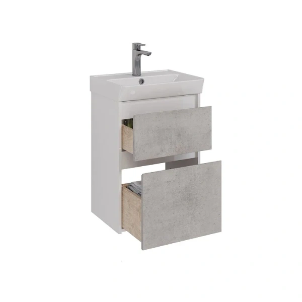 Тумба под раковину подвесная Lemark Combi 50 см бетон LM03C50T-Beton (детальная фотография), подвесная, пристенная