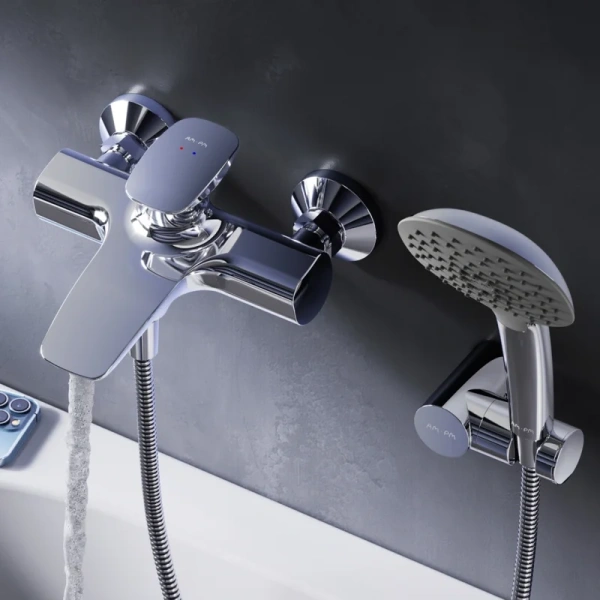 Смеситель для ванны AM.PM Spirit V2.0 с душевым набором F70A15000 (детальная фотография), с душевой лейкой