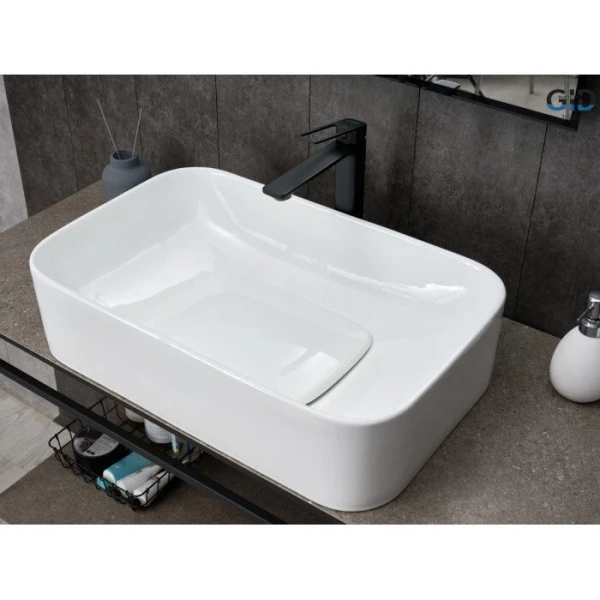 Раковина GID Geometrico N9598 61 см накладная 51230 (детальная фотография), в форме чаши, прямоугольной формы