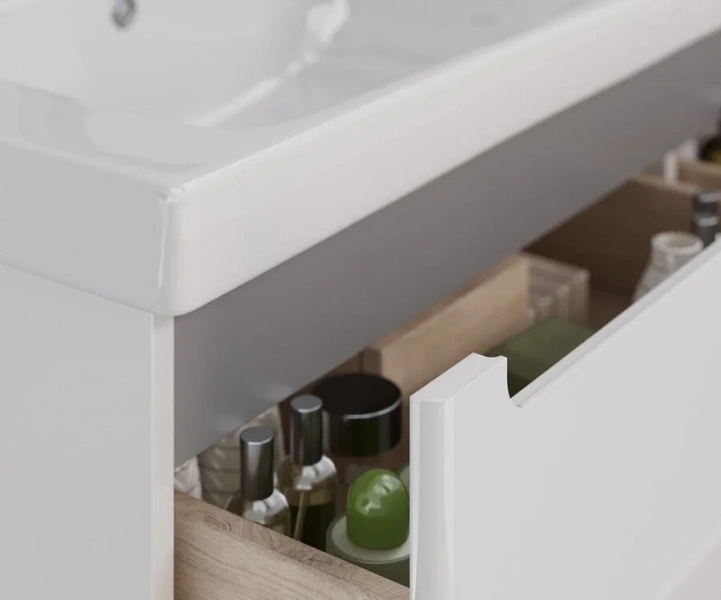 Тумба под раковину подвесная Lemark Buno 100 см белый глянец LM04B100T (детальная фотография), 100 см