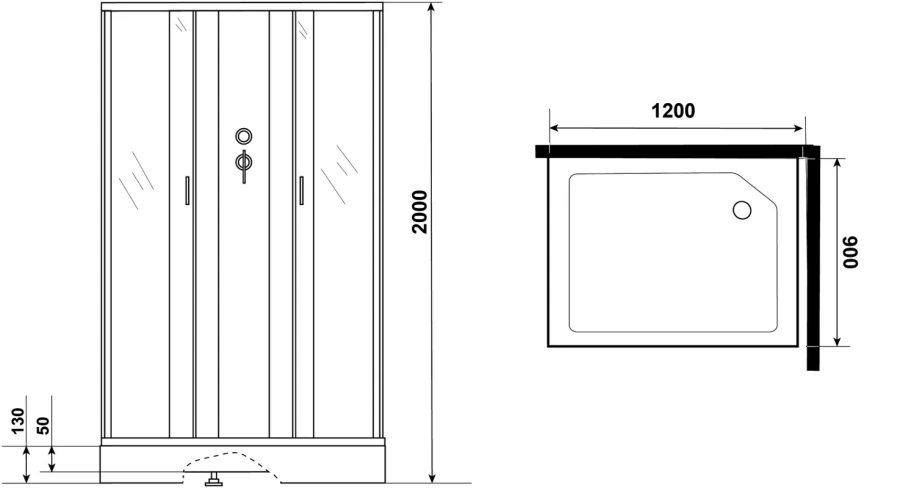 Душевая кабина Niagara Classic 120x90 см стекло матовое 432953QBK (детальная фотография), c низким поддоном index_1