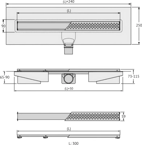 Душевой лоток BERGES C1 Brise 30 см хром матовый 090128 (детальная фотография), в наличии