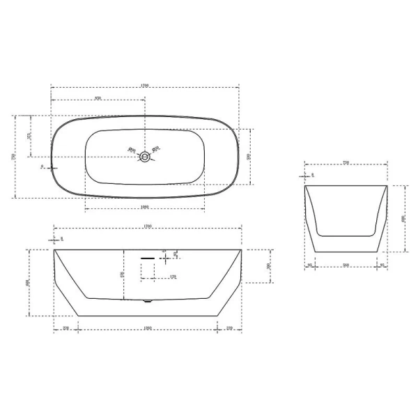 Ванна акриловая Vincea 170x75 см белая VBT-630 (детальная фотография), акриловые