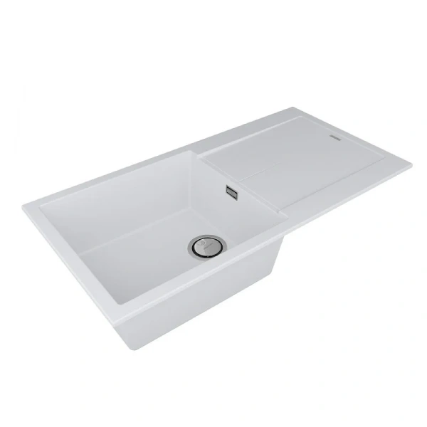 Мойка для кухни Paulmark Extensio 99 см белый PM989950-WH (детальная фотография), из искусственного гранита