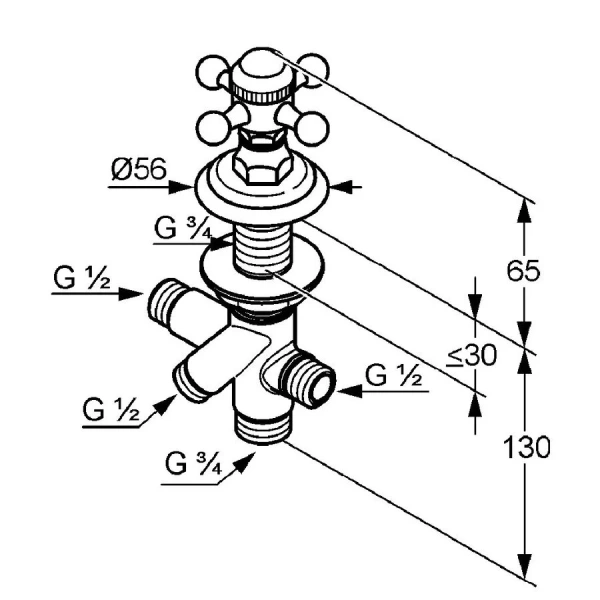Переключатель потоков Kludi 1926 хром 518480520 (детальная фотография), по запросу
