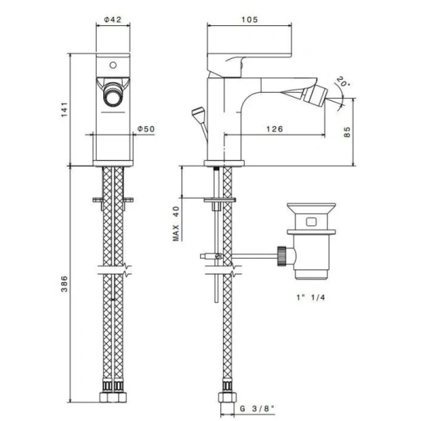 Смеситель для биде Kerama Marazzi Piano хром 69325KM.21.018 (детальная фотография), для биде