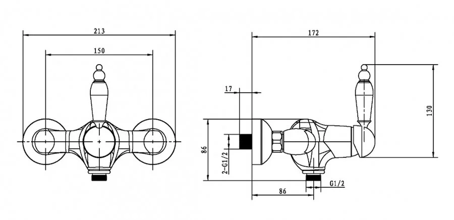 Смеситель для душа Boheme Crystal бронза 304-CRST (детальная фотография), для душа