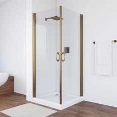 Душевой уголок профиль бронза стекло прозрачное Vegas-glass