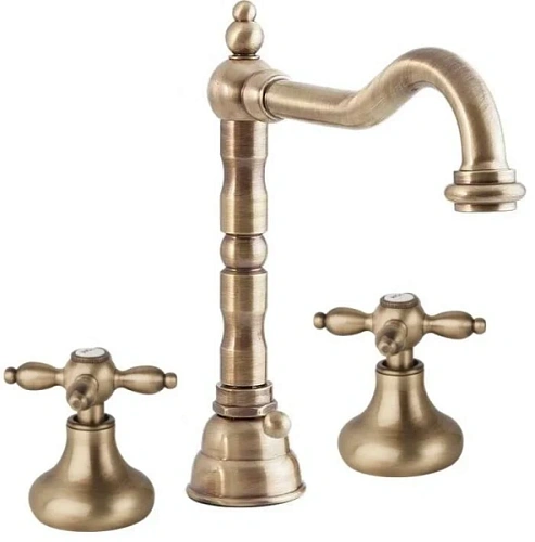 Смеситель для раковины Cezares Nostalgia бронза, на три отверстия - фото 2