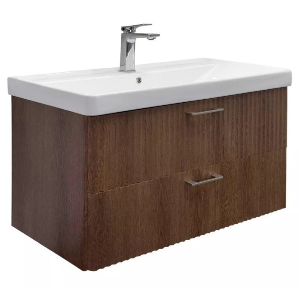 Тумба с раковиной подвесная Comforty Ангара 90П 90 см дуб темно-коричневый 00-00021037CF (детальная фотография)