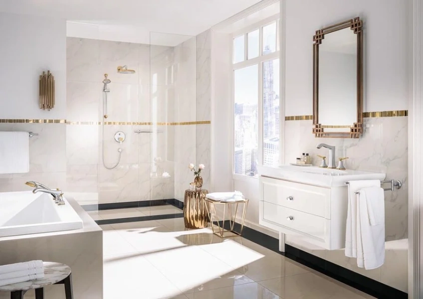 Смеситель для раковины хром-золото Hansgrohe Metropol Classic 31331090 (детальная фотография), хром, золото, комбинированные