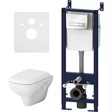 Унитаз с инсталляцией Am.Pm Like IS302 безободковый с сиденьем микролифт и клавишей