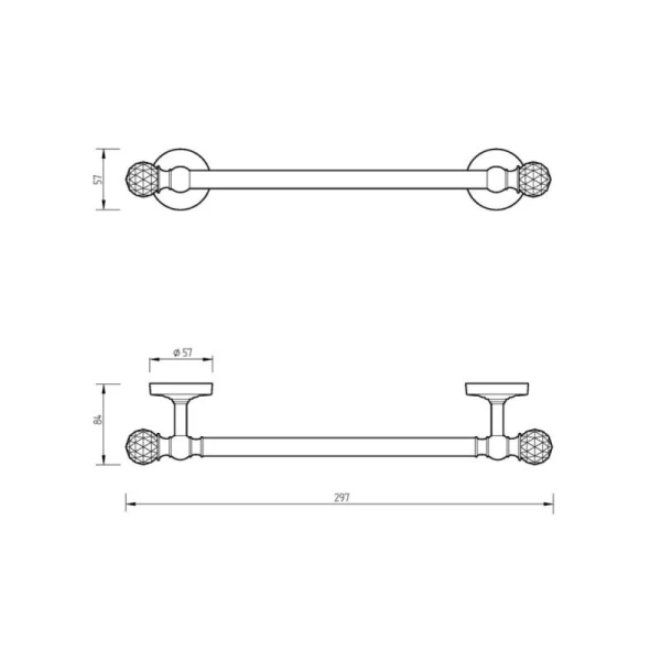 Полотенцедержатель Migliore Amerida бронза 16566 (детальная фотография), классические, ретро, с кристаллами swarovski, декорированные