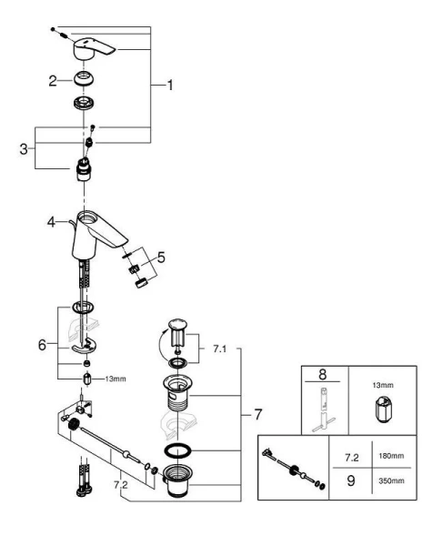 Смеситель для раковины Grohe Eurosmart хром 23965003 (детальная фотография), современные, hi-tech