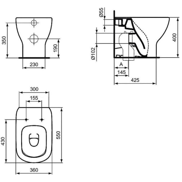 Схема (детальная фотография), без бачка, со скрытым бачком