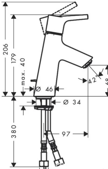 Смеситель для раковины Hansgrohe Talis S хром 72010000 (детальная фотография), для раковины