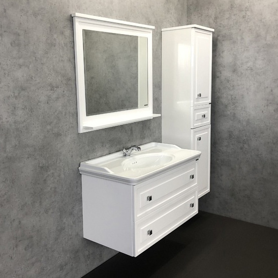 Тумба с раковиной подвесная Comforty Феррара 100 см с ящиками (детальная фотография), в наличии, нет в наличии