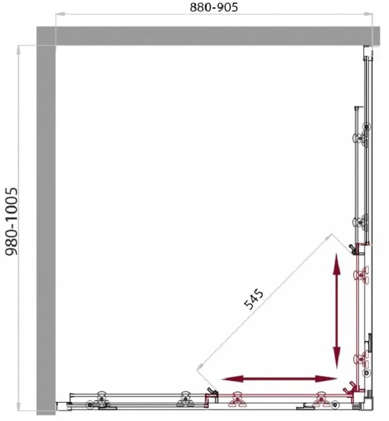 Душевой уголок BelBagno Sela 100х90 см стекло рифленое SELA-AH-2-100/90-P-Cr (детальная фотография), прямоугольные