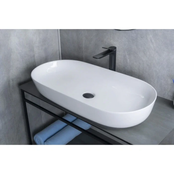 Раковина GID Lago N9348 81 см белая 51200 (детальная фотография), накладные (на столешницу)