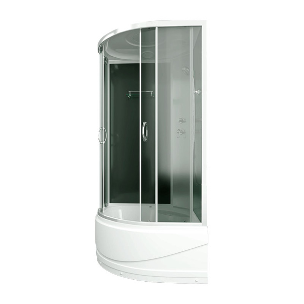 Душевая кабина Erlit Comfort 80x80 см тонированное ER3508TP-C4-RUS (детальная фотография), угловые, недорогие, для дачи, без гидромассажа, c тропическим душем, с крышей, с сиденьем, маленькие