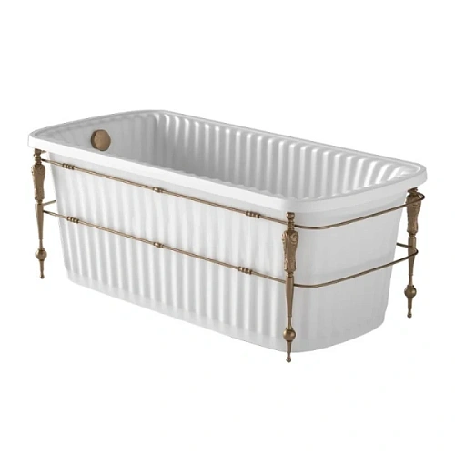 Ванна из искусственного камня Migliore Olivia Console 174х80 см белая, консоль бронза - фото 1