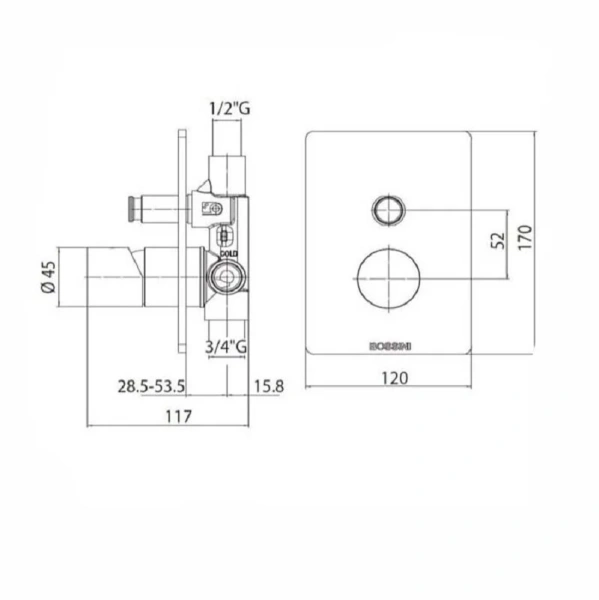 Смеситель для душа Bossini Oki черный матовый Z00006.073 (детальная фотография), для душа