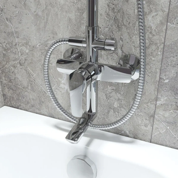 Душевая стойка IDDIS Ray с верхним душем хром RAYSB3Fi06 (детальная фотография), с тропическим душем