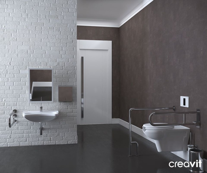 Унитаз подвесной Creavit для инвалидов BD320-11CB00E-0000 (детальная фотография), без бачка, со скрытым бачком