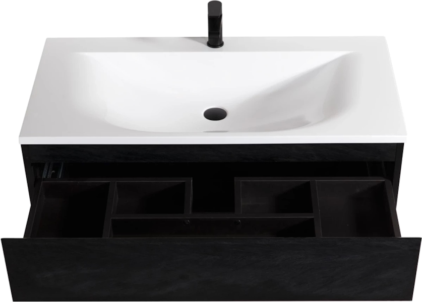 Тумба под раковину подвесная Cezares Molveno 100 см черная MOLVENO-100-2C-SO-NR (детальная фотография), под дерево