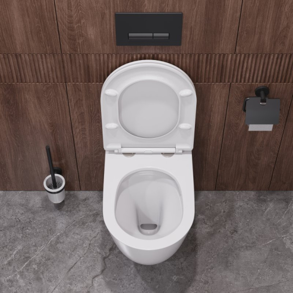 Унитаз подвесной Cezares Relax безободковый CZR-3806-53-TH-TOR/SC (детальная фотография), недорогие, безободковые, сиденье с микролифтом , с антивсплеском