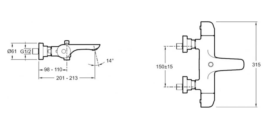 Смеситель для ванны с термостатом Jacob Delafon Gabin, хром E78129-CP (детальная фотография), хром