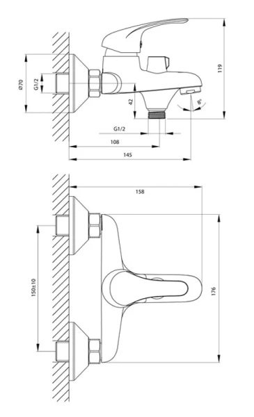 Смеситель для ванны Rossinka A с душевой лейкой A35-30 (детальная фотография), для ванны