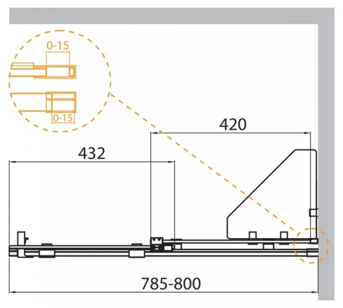 Шторка для ванны Cezares Stream 80х150 см с полками STREAM-VFS-11-80/150-C-Cr (детальная фотография), 80 см