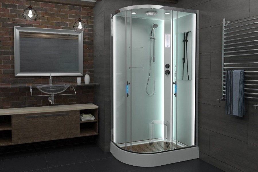 Душевая кабина Deto A 120х80 см правая A102RLED (детальная фотография), хромированный профиль