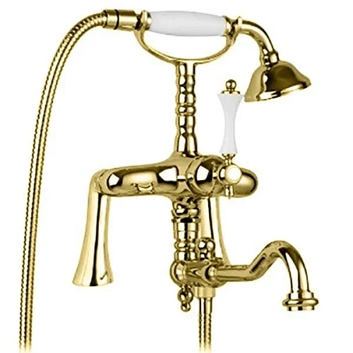 Смеситель для ванны Cezares Margot золото, ручка белая - фото 4