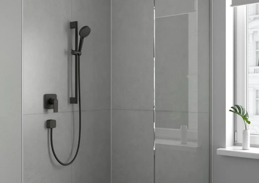 Смеситель для душа Hansgrohe Vernis Shape черный матовый 71658670 (детальная фотография), современные, hi-tech