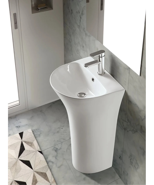 Раковина напольная Ceruttispa Simona 48 см белая CT7832 (детальная фотография), напольные, свободностоящие